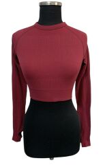 Dikişsiz Uzun Kollu Crop Top Bluz