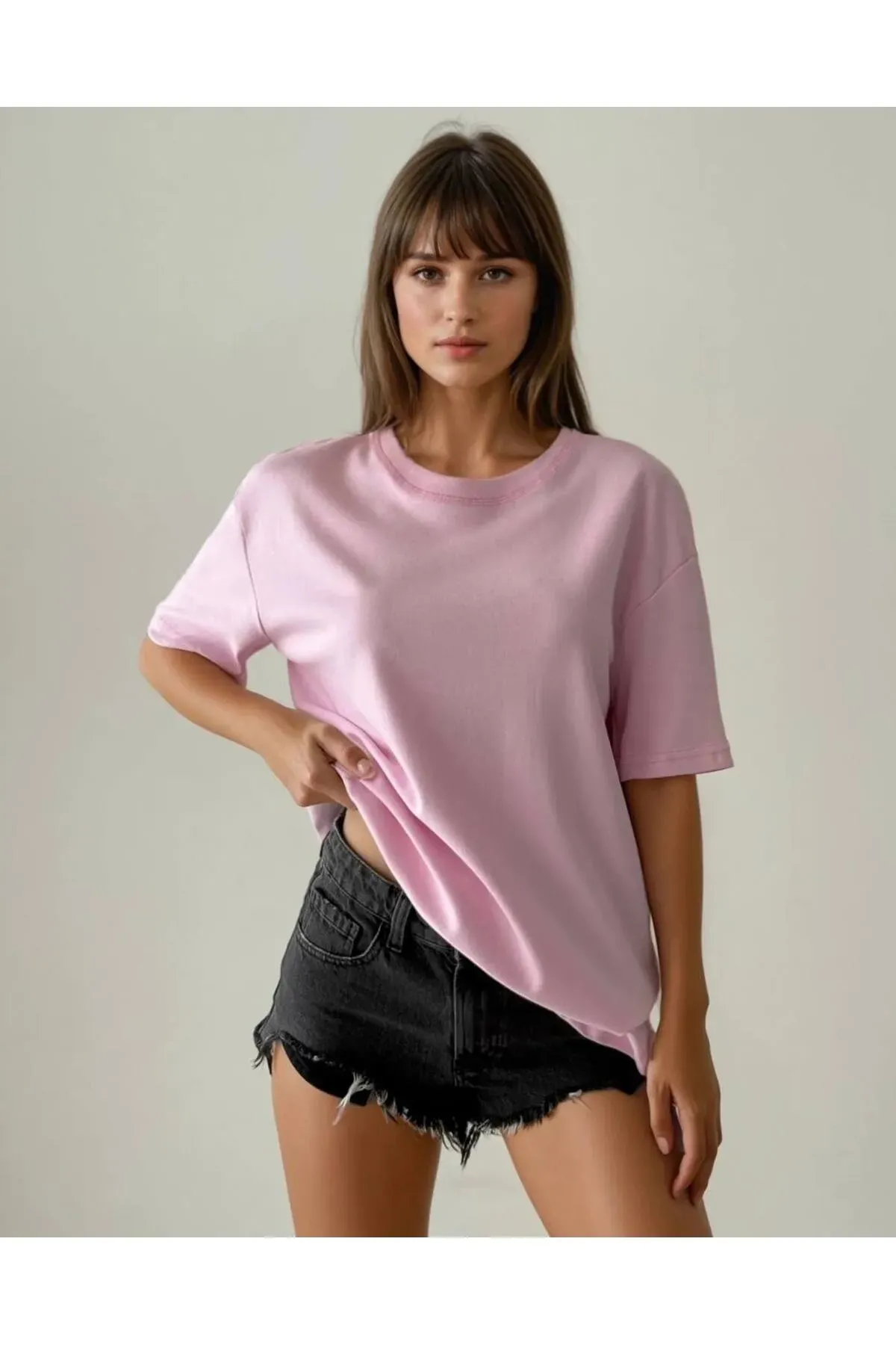 Oversize Düz Kadın Tişört
