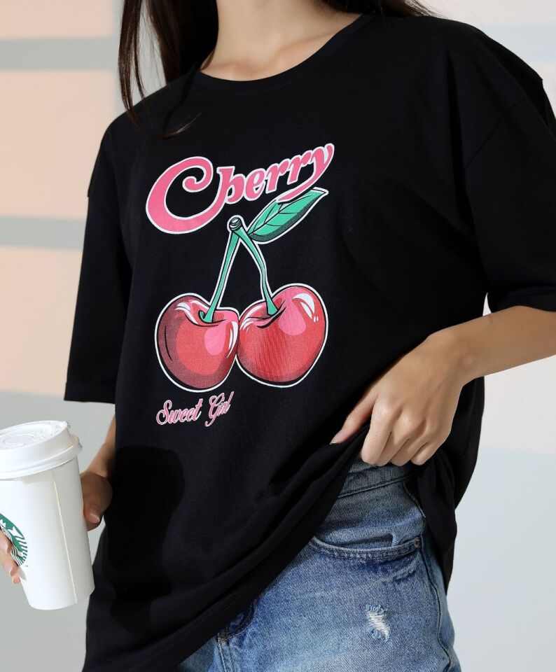 Chery Baskılı Kadın Tişört