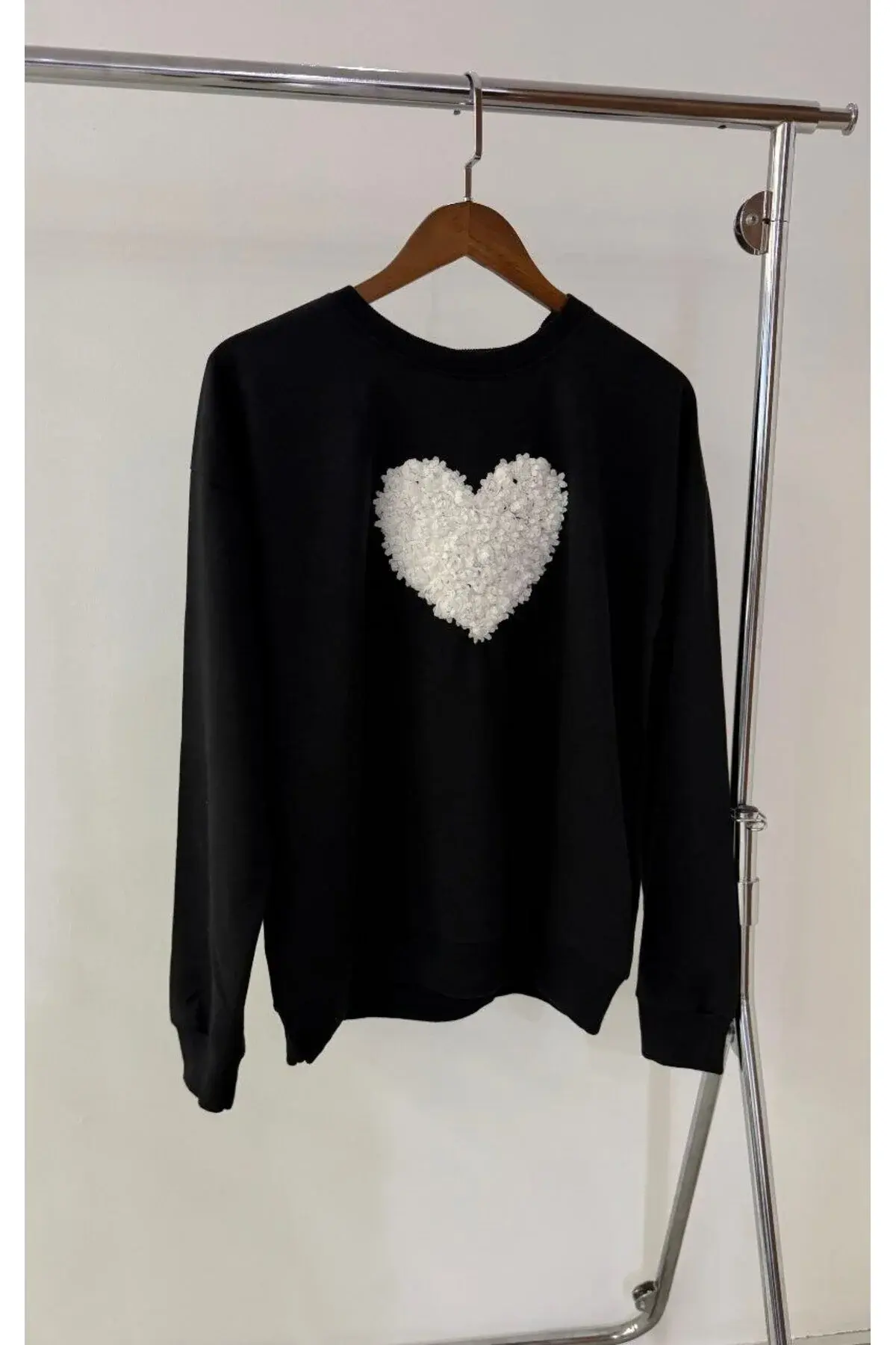 Kalp Desenli Kadın Sweatshirt